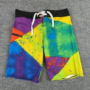 Lost Swim Trunks Mens 28 Multicolor‎ Colorblock Drawstring Board Shorts Surf